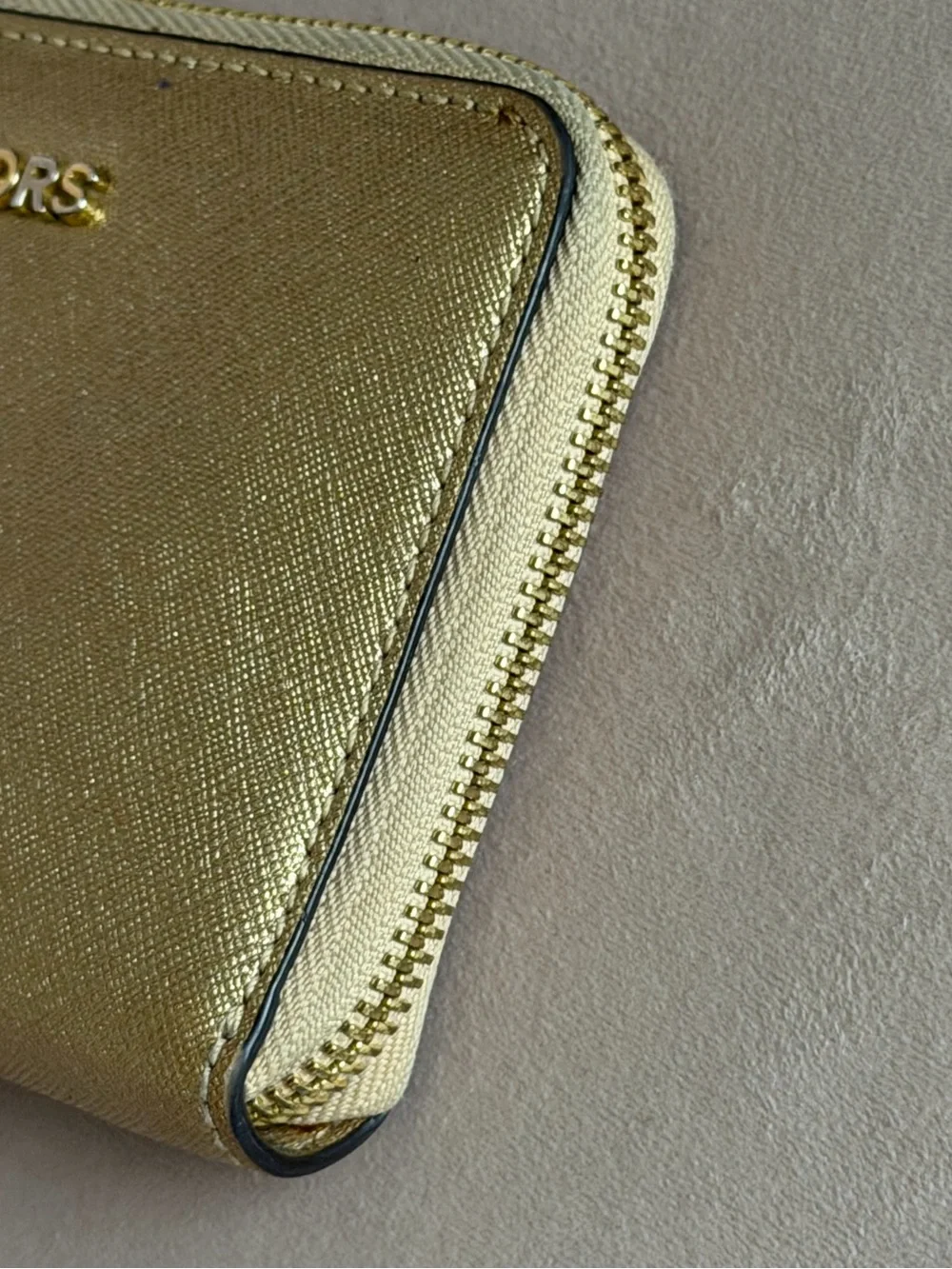 Michael Kors Gold Saffiano Zip Wallet